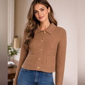 Drew camel color  Textured Cardigan